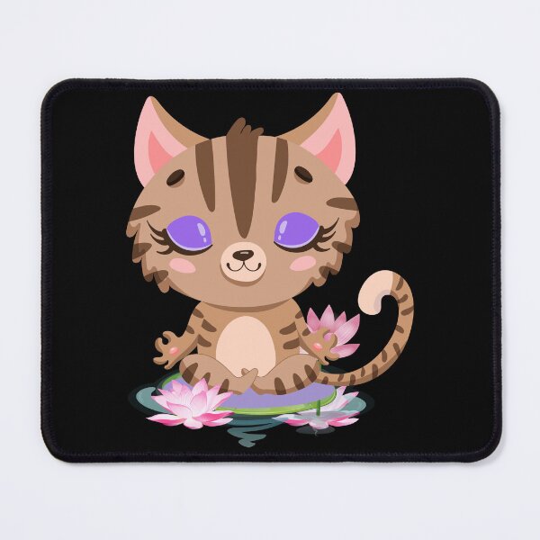 Item preview, Cat In Lotus Tattoo - Tan And Brown Striped Yoga Cat  designed and sold by Wheeler-Styl3.