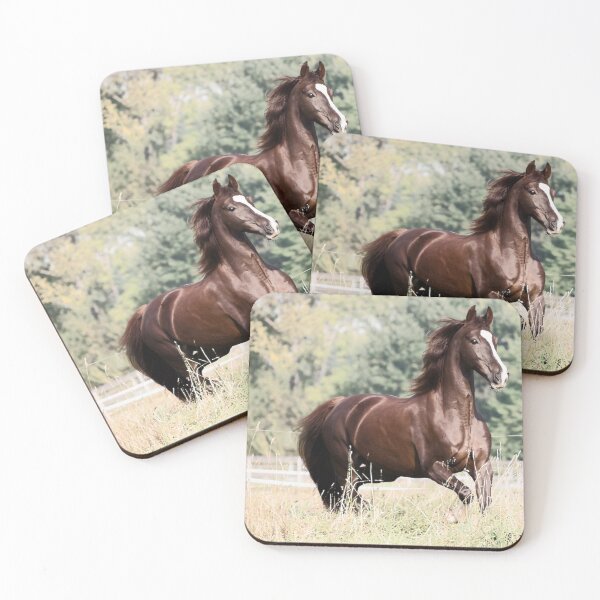 Item preview, Shiny Horse galloping through field designed and sold by S Quinn.