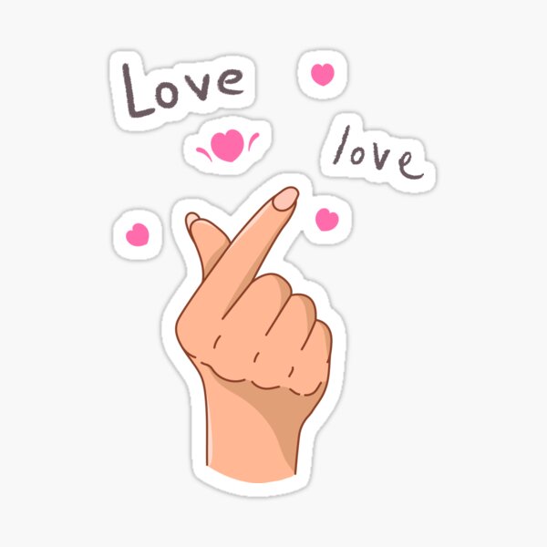 Finger Heart Sticker For Sale By Baekpalstudio Redbubble