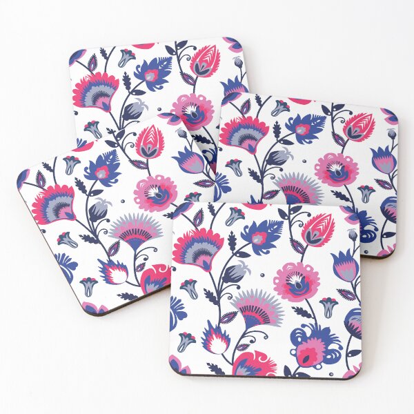 Item preview, Pink and blue folklore - Wycinanki Style flower pattern designed and sold by FK-UK.
