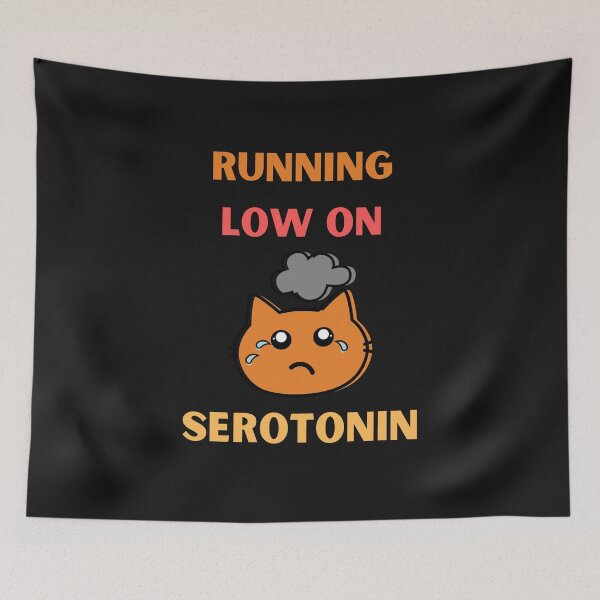 Item preview, Running Low On Serotonin Funny Sad Cat designed and sold by BhavyaBathla.
