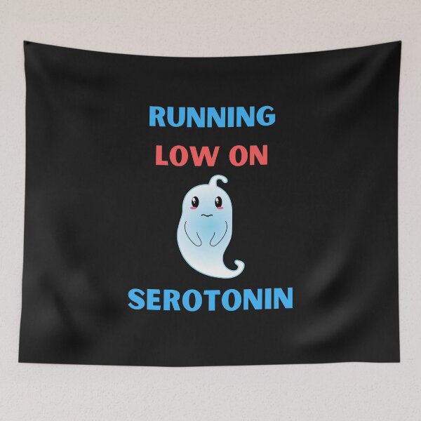 Item preview, Running Low On Serotonin Funny Sad Ghost designed and sold by BhavyaBathla.