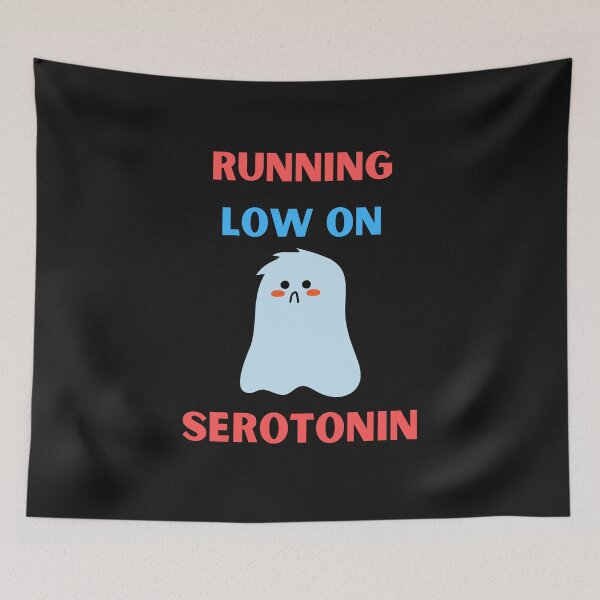 Item preview, Running Low On Serotonin Funny Sad Ghost designed and sold by BhavyaBathla.