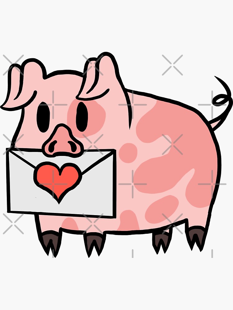 piggy-with-love-letter-sticker-by-porkzby-redbubble