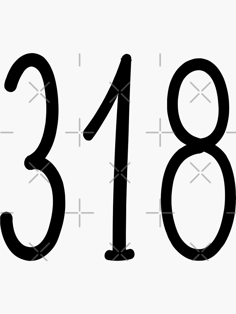 318 area code zip code location black and white | Sticker