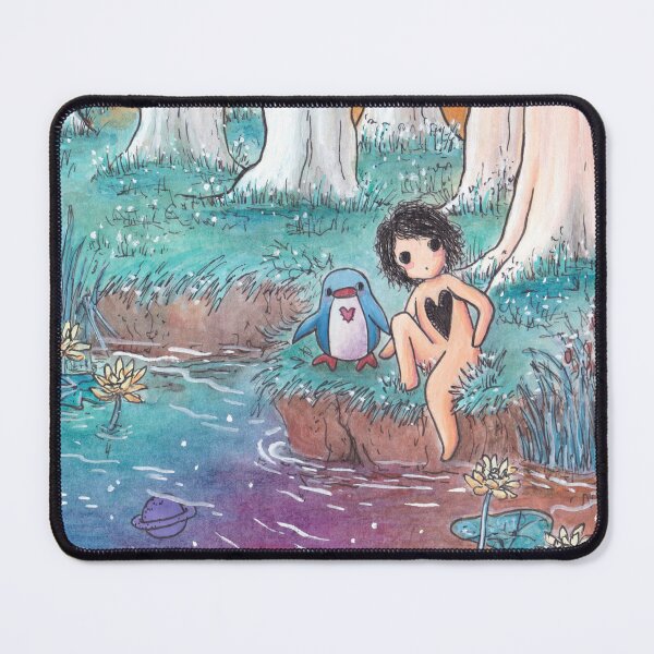 Item preview, Girl and penguin contemplate a new world through the water portal. designed and sold by PenguinGirl-Art.