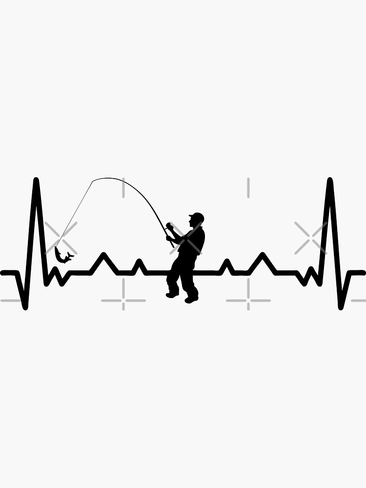 Fisherman heartbeat - Fishing man | Sticker