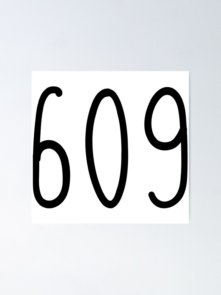  609 Area Code Zip Code Location Black And White Poster By WA KA NE 