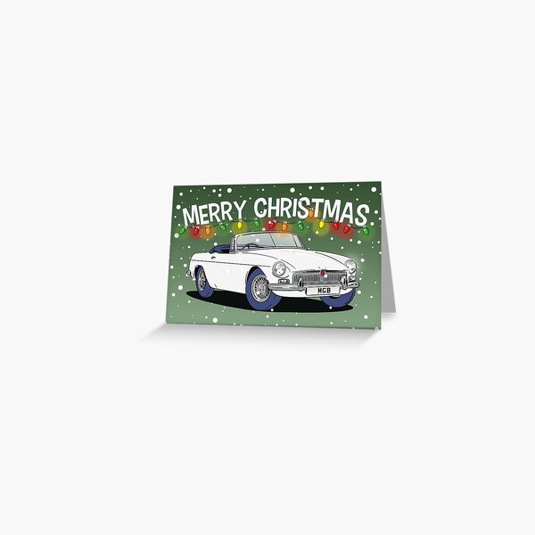 Item preview, White MGB Car Christmas Card designed and sold by Webazoot Industries - Car Art.