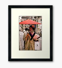 Geisha in the Rain Framed Print