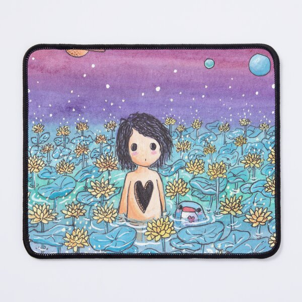 Item preview, Girl and penguin in an ocean of water lilies designed and sold by PenguinGirl-Art.