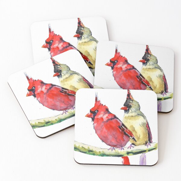 Item preview, Pair Of Cardinals Watercolor Print designed and sold by NatalyMak.