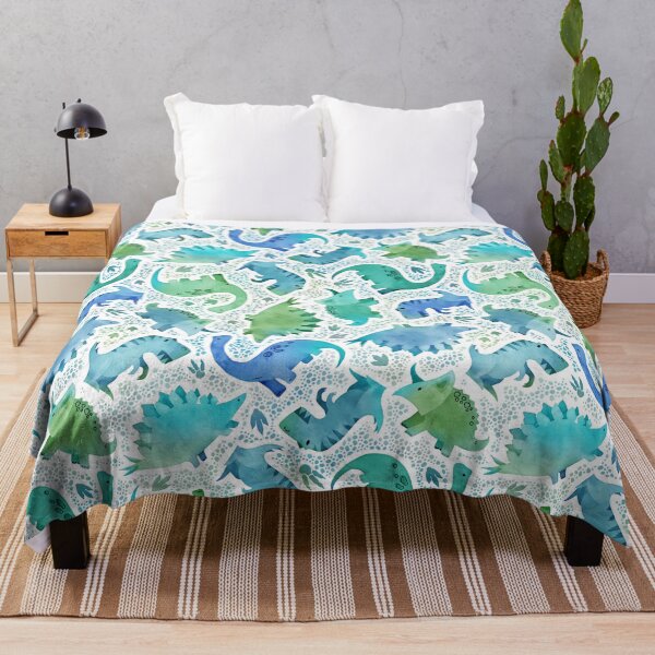 Item preview, Watercolor dinosaur green and blue designed and sold by adenaJ.