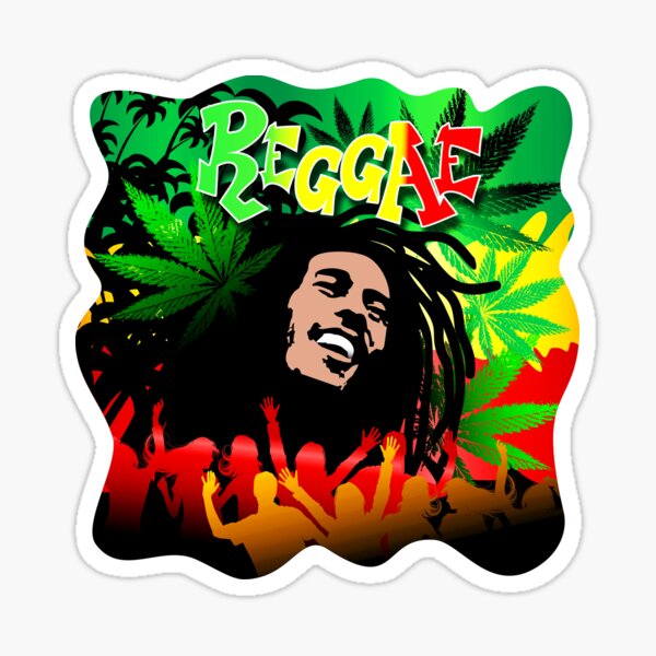 Reggae RastaMan Music Colors Fun and Marijuana Sticker