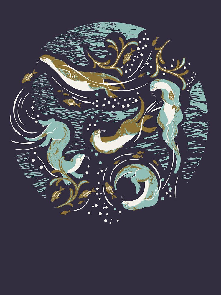 Playful Otters - turquoise by appleyards