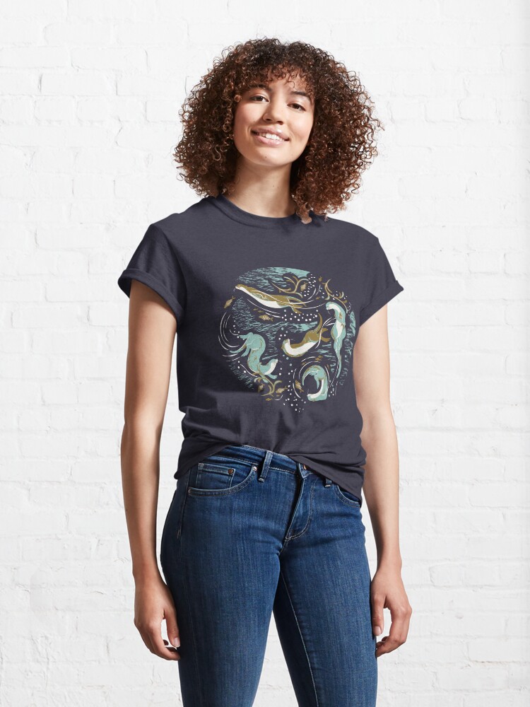 Alternate view of Playful Otters - turquoise Classic T-Shirt