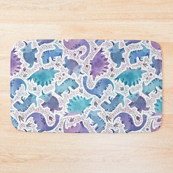 Item preview, Watercolor dinosaur purple and blue on navy designed and sold by adenaJ.