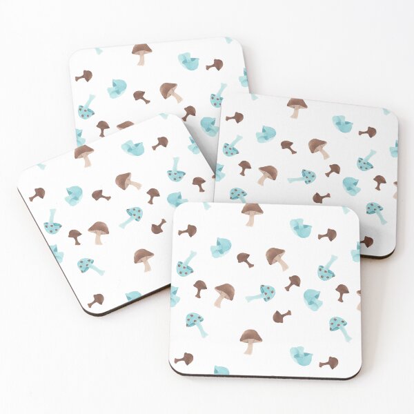 Item preview, Aqua And Brown Watercolor Mushrooms designed and sold by HildegunStudio.