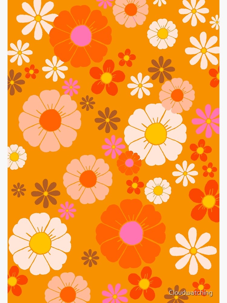 Mod Flowers 60s 70s Stickers Small Set of 60