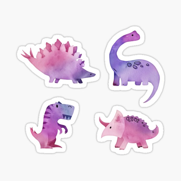 Item preview, Watercolor dinosaur pink and purple on black designed and sold by adenaJ.