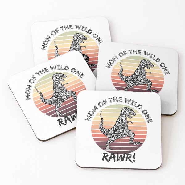Item preview, Mom of the Wild One Retro Vintage Sunset T-Rex Dinosaur Silhouette Typography Art Black Font designed and sold by Cawaiico.