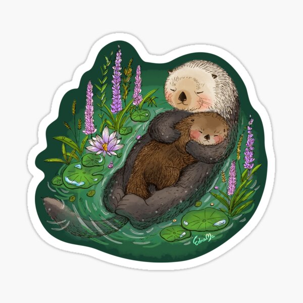 Sea Otter Mother & Baby Sticker