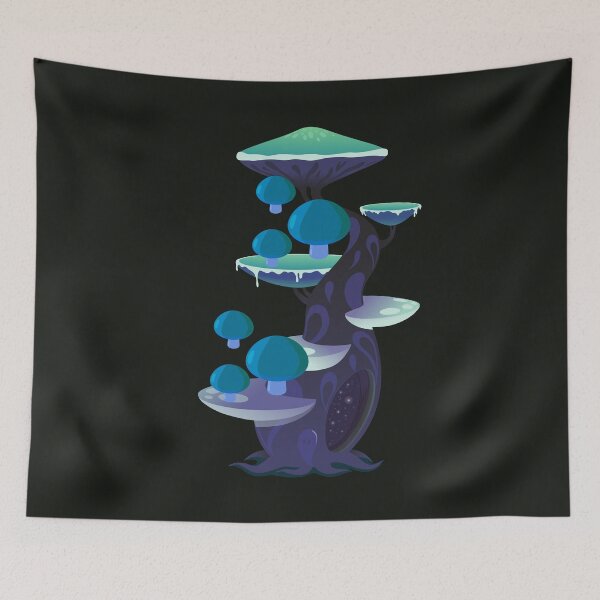 Item preview, Blue Mushroom Fantasy Toadstools Mystical Groovy Vibe MCM designed and sold by Drnksuzys.
