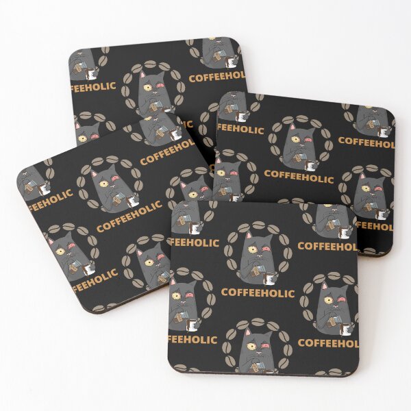 Item preview, Cat coffeeholic with cup of coffee designed and sold by AliceMarr.