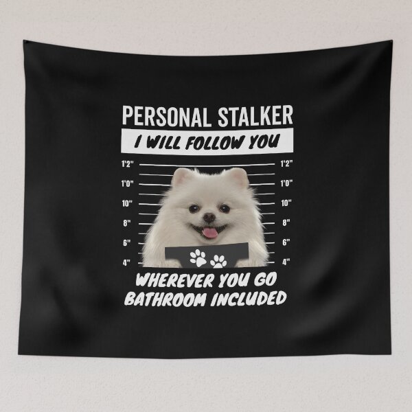 Item preview, Personal Stalker Dog – White Teacup Pomeranian designed and sold by More Cute Dogs.