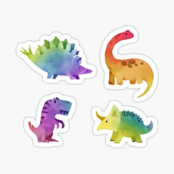 Item preview, Watercolor dinosaur rainbow designed and sold by adenaJ.