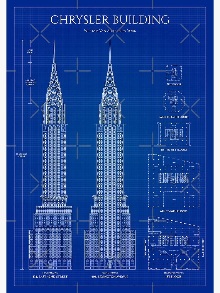 "Chrysler Building (Blueprint)" Poster For Sale By BGALAXY | Redbubble