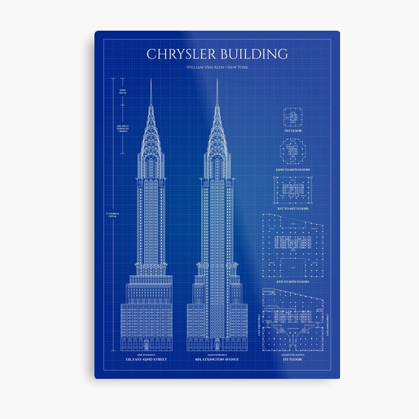 Chrysler Building (Blueprint) Metal Print