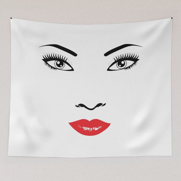 Item preview, Beautiful girl face with long lashes and red lips designed and sold by pixxart.