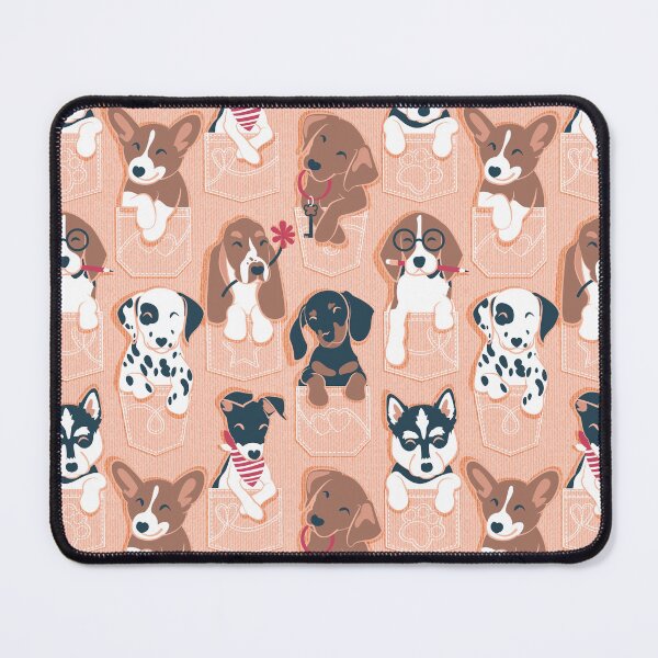 Item preview, Pure love pockets I // flesh coral background Dachshund Beagle Dalmatian Basset Hound Labrador Retriever Husky Welsh Corgi and Italian Greyhound dog puppies designed and sold by SelmaCardoso.