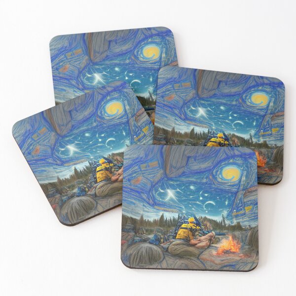 Item preview, Bonfire in a Starry Night Nature Painting Art Work Collection. designed and sold by Sloyar.