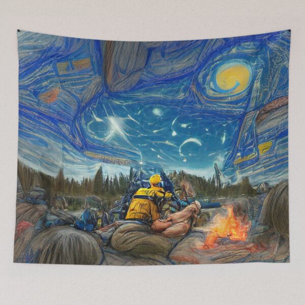 Item preview, Bonfire in a Starry Night Nature Painting Art Work Collection. designed and sold by Sloyar.