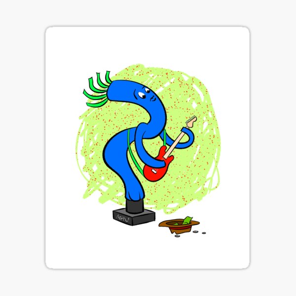 Rockin' Noodle Man Noodling on Guitar Sticker