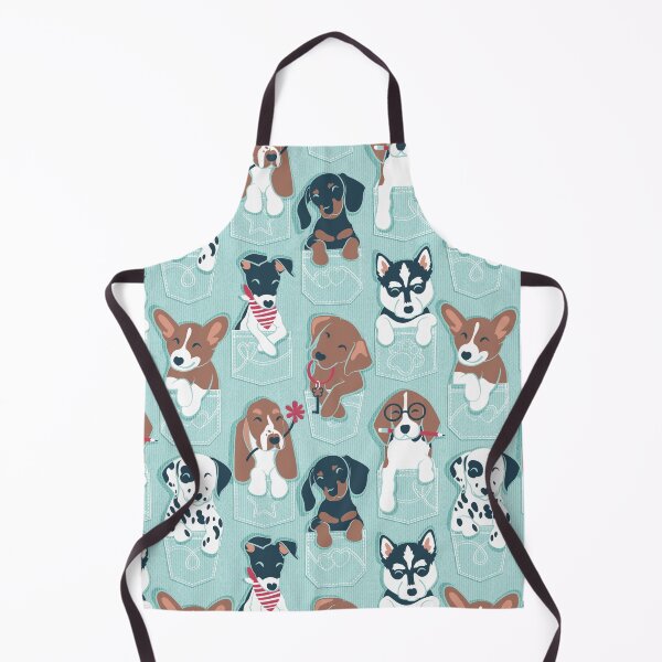 Item preview, Pure love pockets I // aqua background Dachshund Beagle Dalmatian Basset Hound Labrador Retriever Husky Welsh Corgi and Italian Greyhound dog puppies designed and sold by SelmaCardoso.