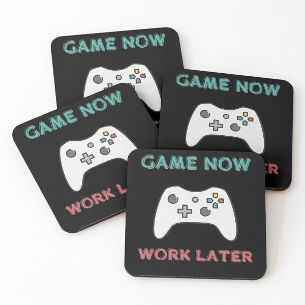 Item preview, game now work later, funny saying, gaming pun,gamer gift,  designed and sold by allycat57.