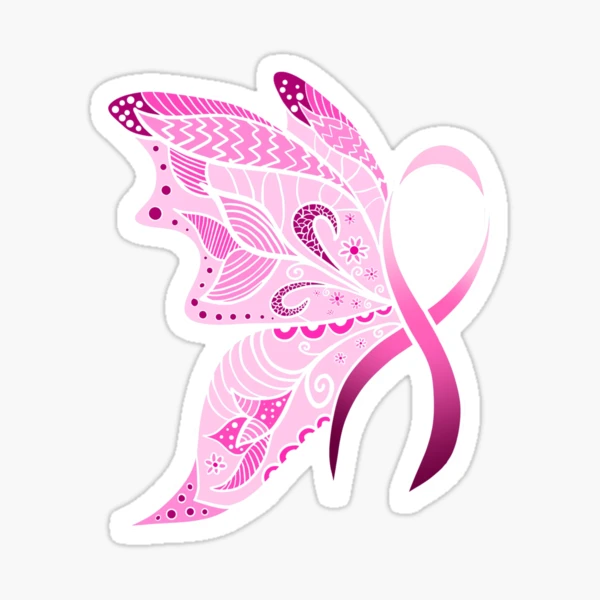Winged Breast Cancer Awareness Pink Ribbon Sticker