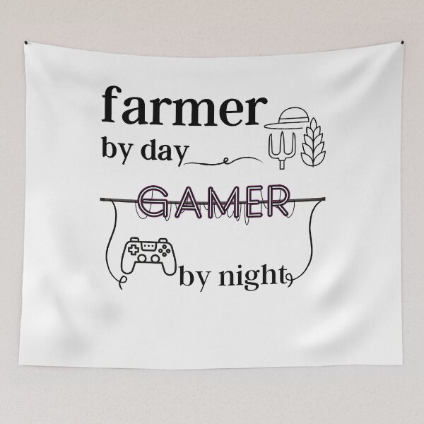 Item preview, farmer by day gamer by night designed and sold by ATWAK.