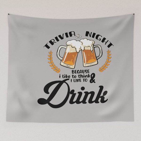 Item preview, trivia night because i like to think and i like to drink, Trivia Gift, Trivia, Game Night , Game Night Gift, Trivia Lover Gift, Trivia Lover  designed and sold by ourpretty.