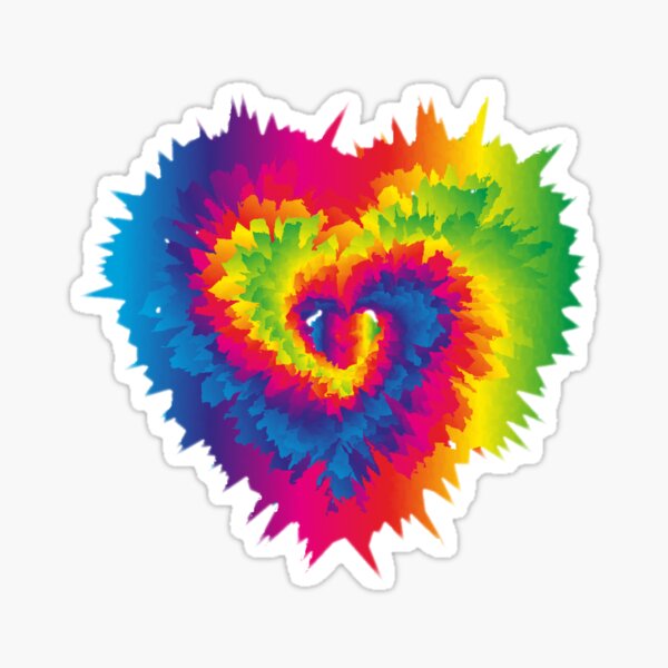 Tie Dye Heart Sticker By Delta Center Redbubble