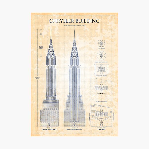 Item preview, Chrysler Building (Old Blue Grid) Dark Blue Color designed and sold by BGALAXY.