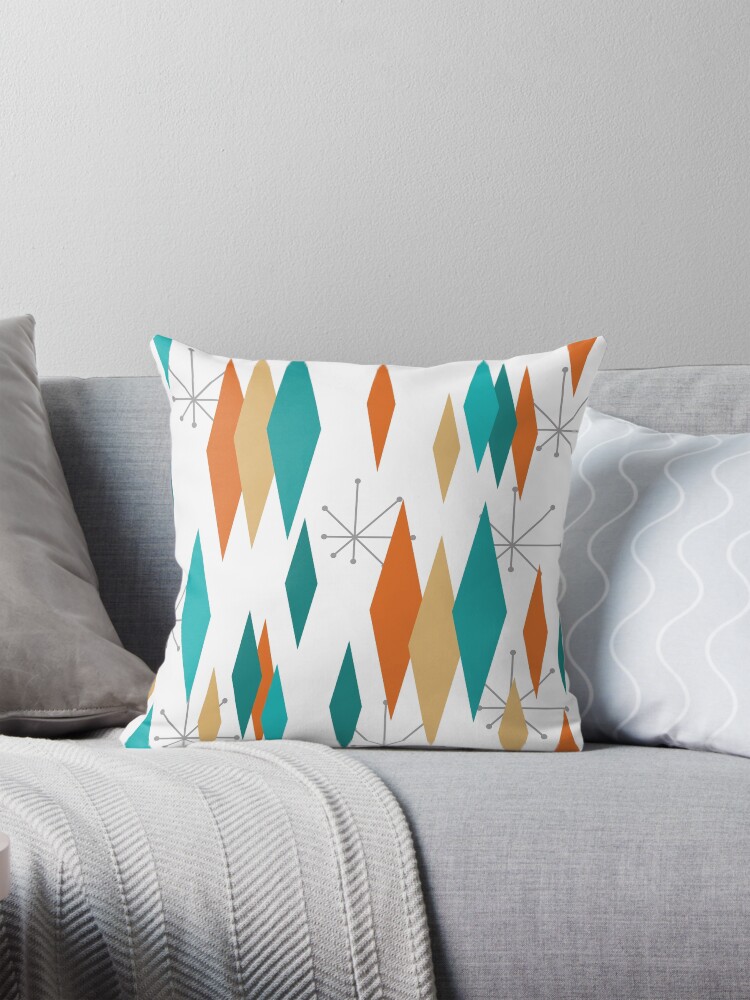 Thumbnail 1 of 4, Pillow, Vintage Shape Pattern - Retro Pattern - Mid-Century Modern designed and sold by CattlettArt.