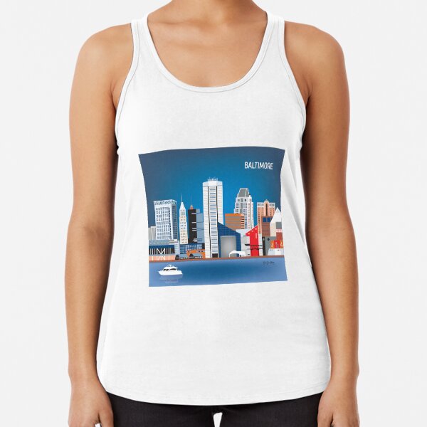 Item preview, Baltimore, Maryland - Horizontal Retro Style Skyline Illustration from Loose Petals designed and sold by LoosePetals.