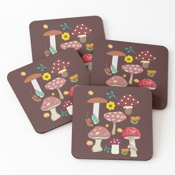 Item preview, Summer forest mushrooms concept with beautiful flowers leaves butterfly and colorful mushrooms designed and sold by BronikowskiART.