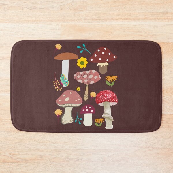 Item preview, Summer forest mushrooms concept with beautiful flowers leaves butterfly and colorful mushrooms designed and sold by BronikowskiART.