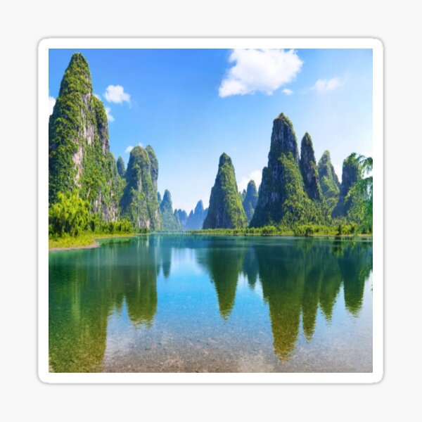 Amazing scenery of mountains and rivers super nature. Sticker