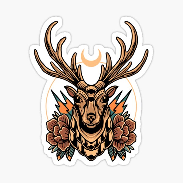 Deer tattoo Sticker for Sale by BeYoudoyou  Redbubble